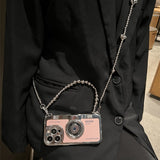 Leather Electroplating Camera Handbag Crossbody Soft Case For iPhone