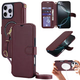 Lanyard Flip Cards Sold Wallet Leather Case For iPhone