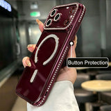 High-grade Bling Diamond Lens Glitter Magnetic Case For iPhone