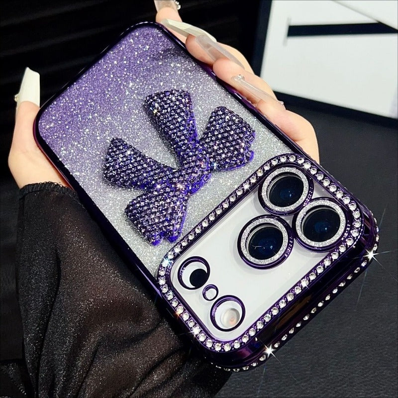 3D Bow Electroplated Phone Case For iPhone