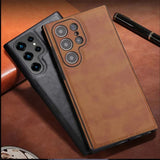 Exclusive Luxury Retro PU Leather Protective Case, Shockproof Soft Bezel, Ultra-thin Back Cover for Samsung