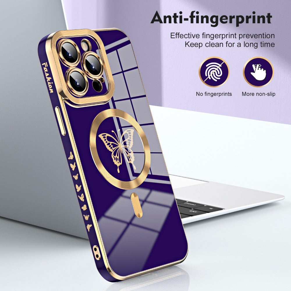 Electroplating Side Butterfly Phone Case for iPhone