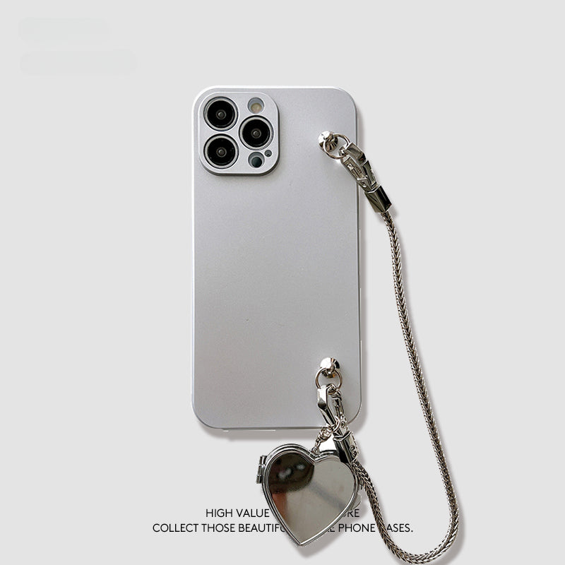 Electroplated Silver Heart Chain Phone Case For iPhone