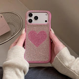 Full Screen Glitter Rhinestone Love Heart Phone Case For iPhone
