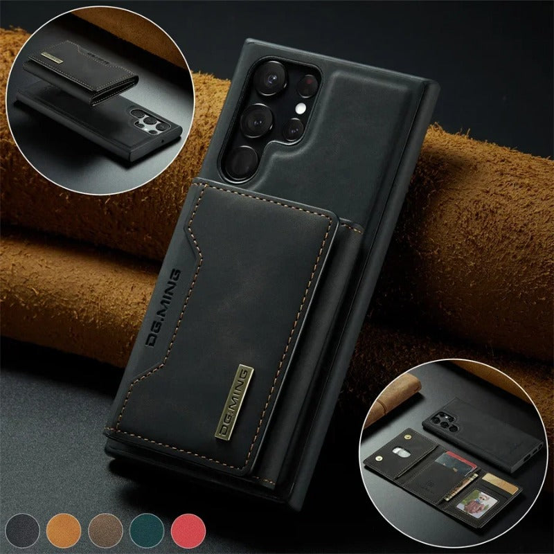 2 in 1 Magnetic Detachable Leather Wallet Case For Samsung