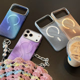 Light and Shadow Frosted Metal Frame Magnetic Phone Case For iPhone