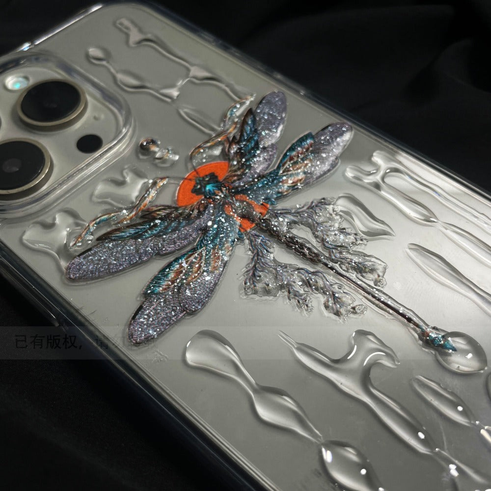 Handmade Epoxy Dragonfly Phone Case For iPhone