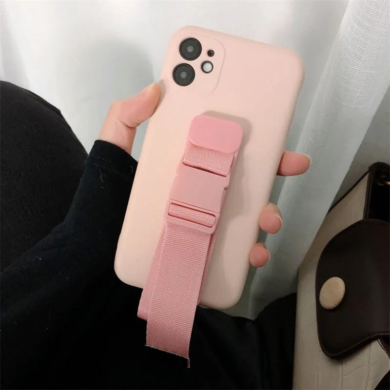 Canvas Wristband Soft Phone Case For iPhone