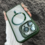 Stand Glass Lens Protection Back Magnetic Phone Case For iPhone