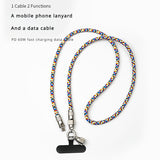 New Lanyard Charging Cable Two-in-one Braided Anti-lost Rope PD60W Fast Charging Data Cable For iPhone