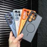 Color-blocked Frosted Magnetic Phone Case For Samsung
