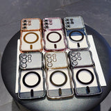 Rhinestone Wave Transparent Magnetic Phone Case For Samsung