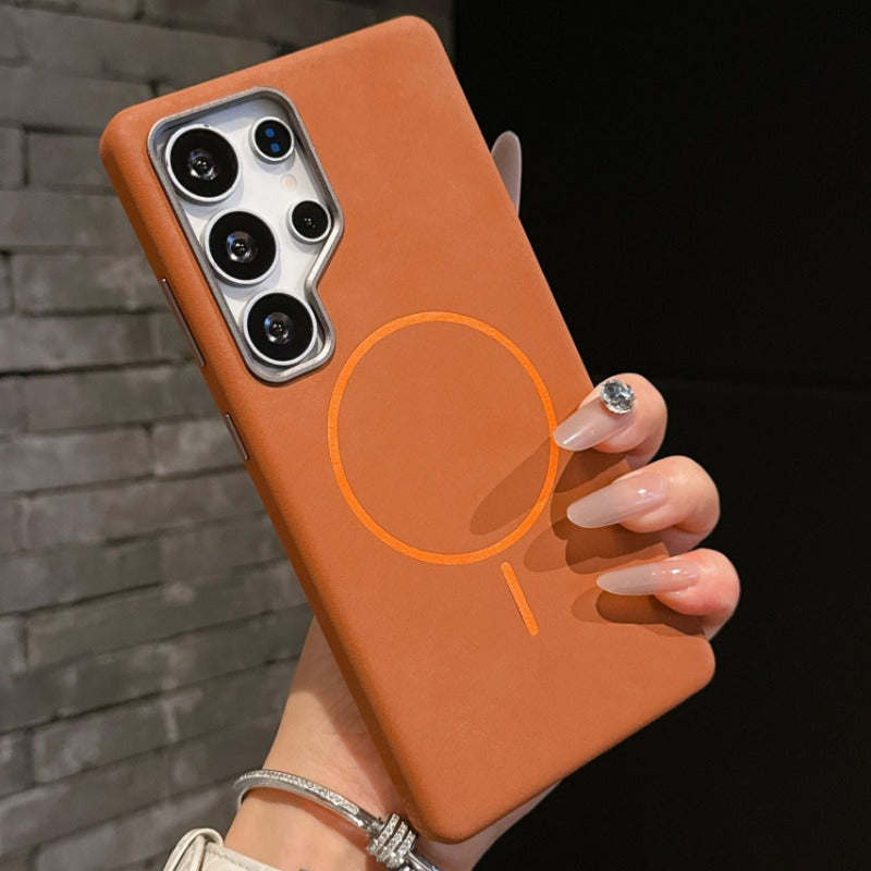 Magnetic Thin Circle Leather Phone Case For Samsung