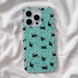 Mint Green Cat Soft Phone Case For iPhone