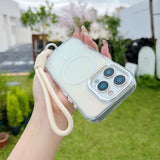 Laser Gradient Magnetic Lanyard Shockproof Case For iPhone