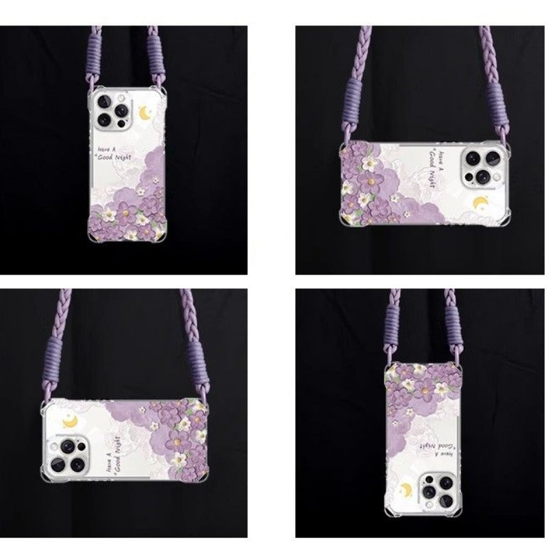Flower Crossbody Soft Phone Case For iPhone