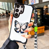 Transparent Simple Butterfly Stand Phone Case For Samsung