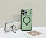 Luxury Matte Clear Metal Holder Ring Magnetic Case for iPhone