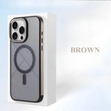 High-transparency Striped Magnetic Metal Lens Frame Mobile Phone Case for iPhone