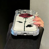 Rose-colored Transparent Shockproof Phone Case For iPhone