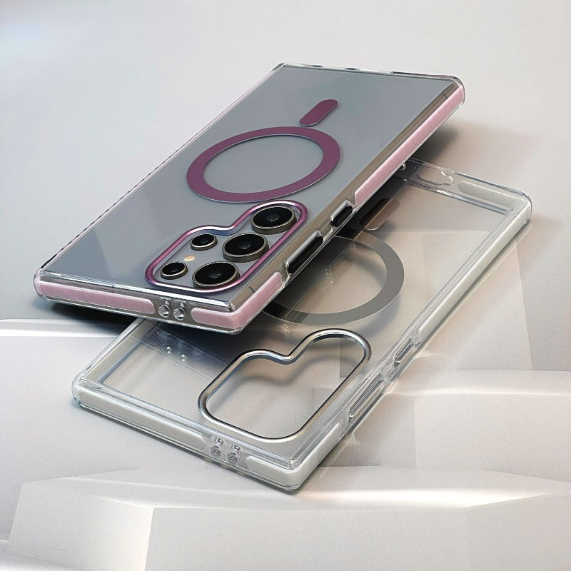 Two-color High-transparent Magnetic Anti-fall Mobile Phone Case For Samsung