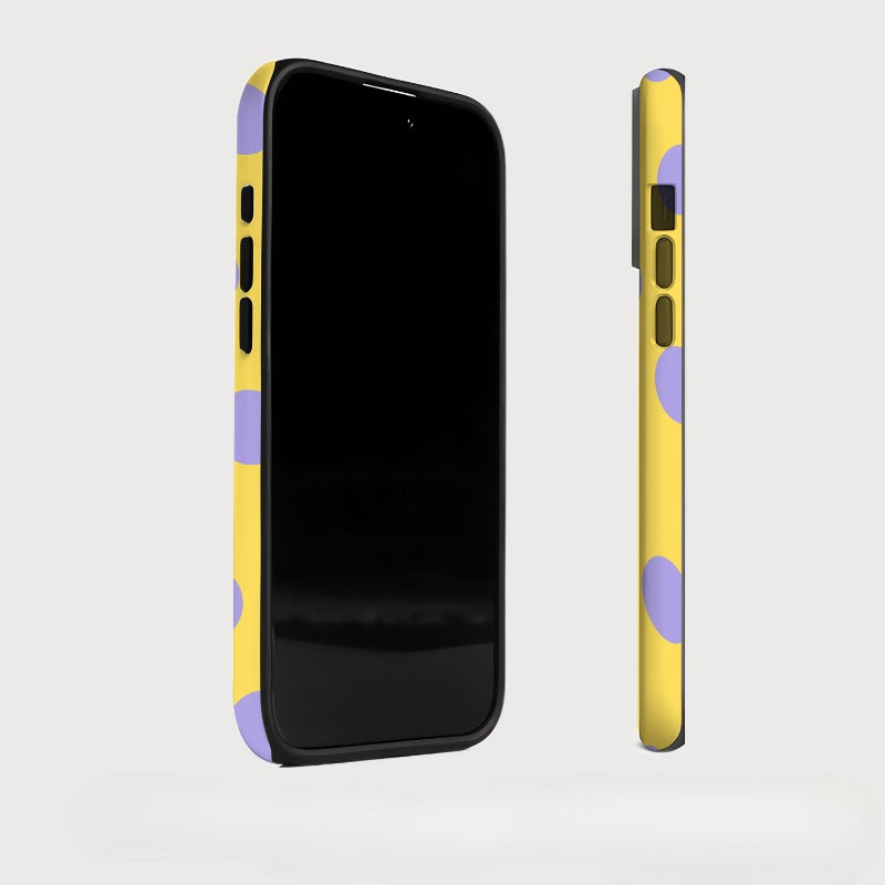 Yellow and Purple Dots 2 in 1 Magnetic Stand Phone Case For iPhone