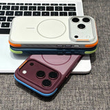 Color-blocked Four-corner Shockproof Magnetic Phone Case For iPhone