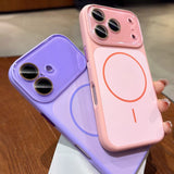 Frosted Magnetic Phone Case with Lens Protector For iPhone