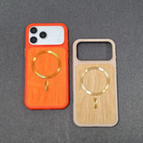 Lychee Wood Grain Magnetic Phone Case For iPhone