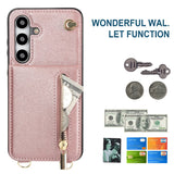 Crossbody Cards Solt Bag Zipper Wallet Case For Samsung