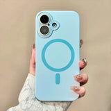 Solid Color Liquid Silicone Magnetic Phone Case For iPhone