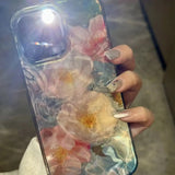 Illusory Color Water Ripple Pink and White Flowers Cover Case For iPhone