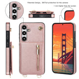 Crossbody Cards Solt Bag Zipper Wallet Case For Samsung