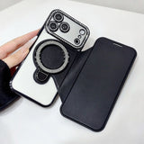 Transparent Flip Stand Card Holder Phone Case For iPhone