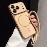 For Magsafe Liquid Silicone Lanyard Wrist Strap Magnetic Lens Protectio Case For iPhone