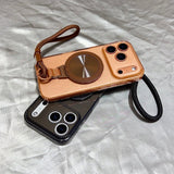 Magnetic Rotating Stand Lanyard Phone Case For iPhone