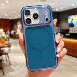 Transparent Frame+Solid Color Magnetic Back Cover for iPhone