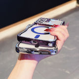 Rhinestone Wave Transparent Magnetic Phone Case For Samsung