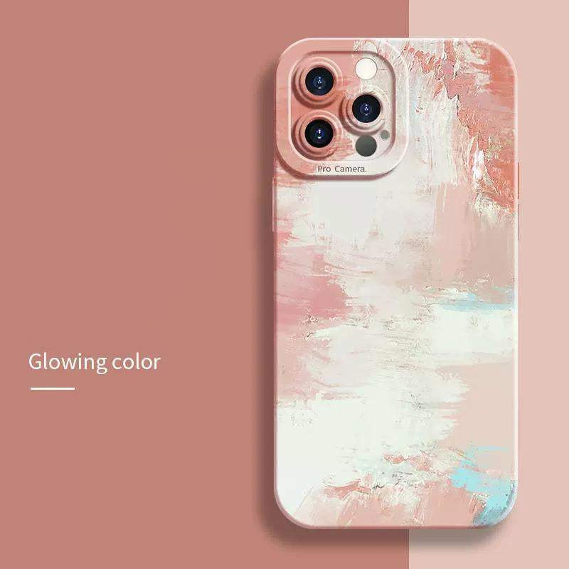 Custodia in silicone con fiori dipinti ad olio per iPhone 