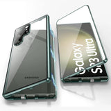 Custodia protettiva in vetro anti-peeping HD con schermo full surround magnetico a 360° in lega metallica per Samsung