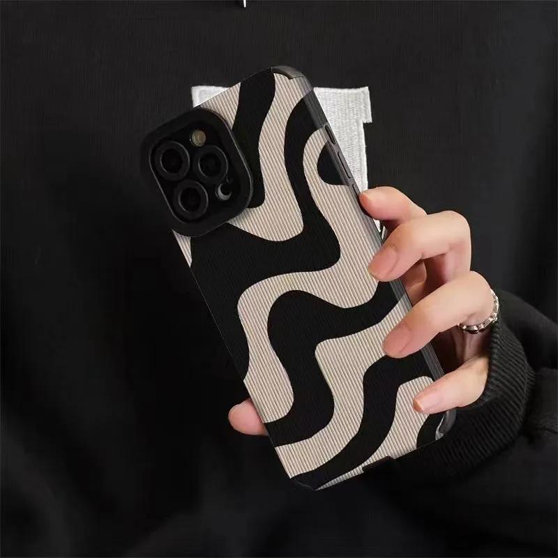 Custodia per cellulare alla moda con motivo zebrato bianco nero per IPhone 