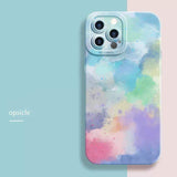 Custodia in silicone con fiori dipinti ad olio per iPhone 