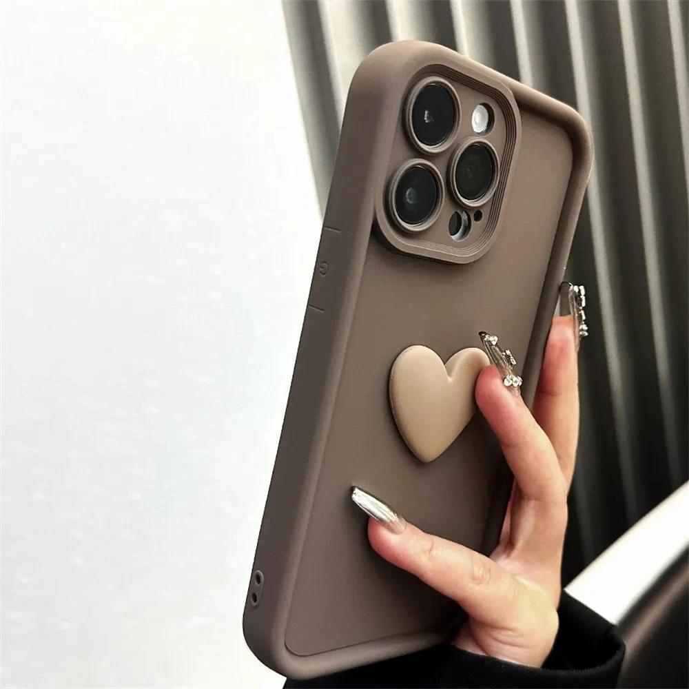 Custodia per telefono in silicone 3D Love carina per iPhone 