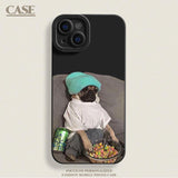 Custodia in plastica morbida anticaduta smerigliata Creative Puppy per iPhone