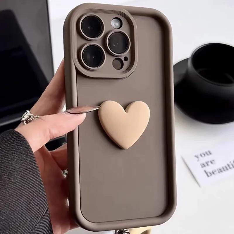 Custodia per telefono in silicone 3D Love carina per iPhone 