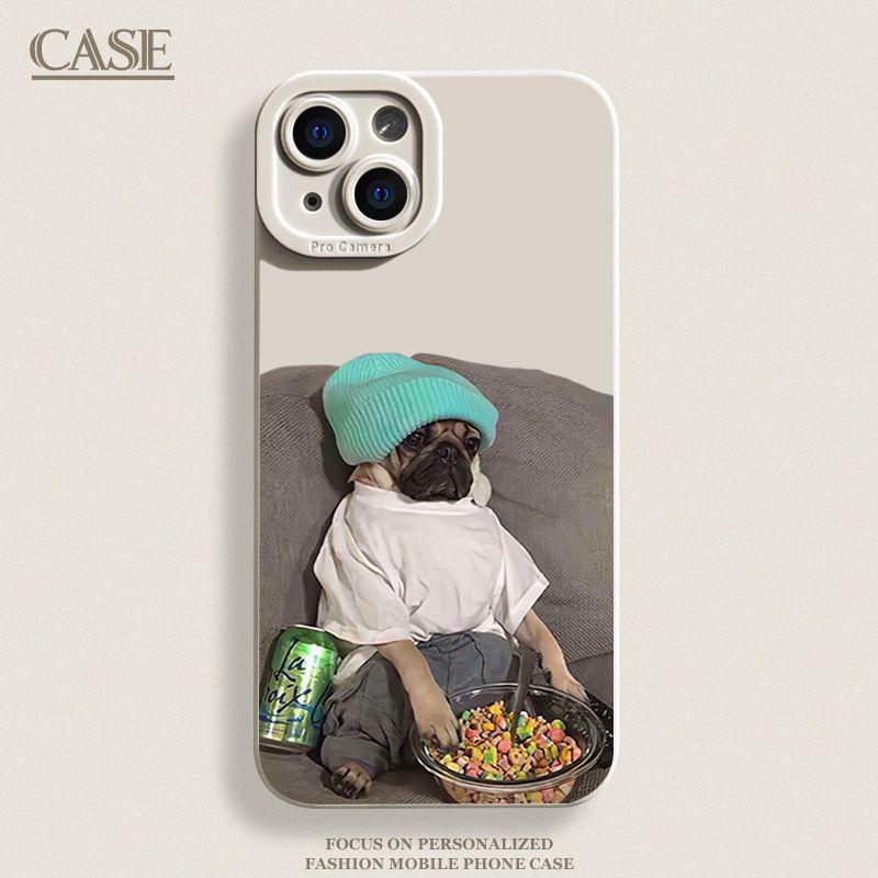 Custodia in plastica morbida anticaduta smerigliata Creative Puppy per iPhone