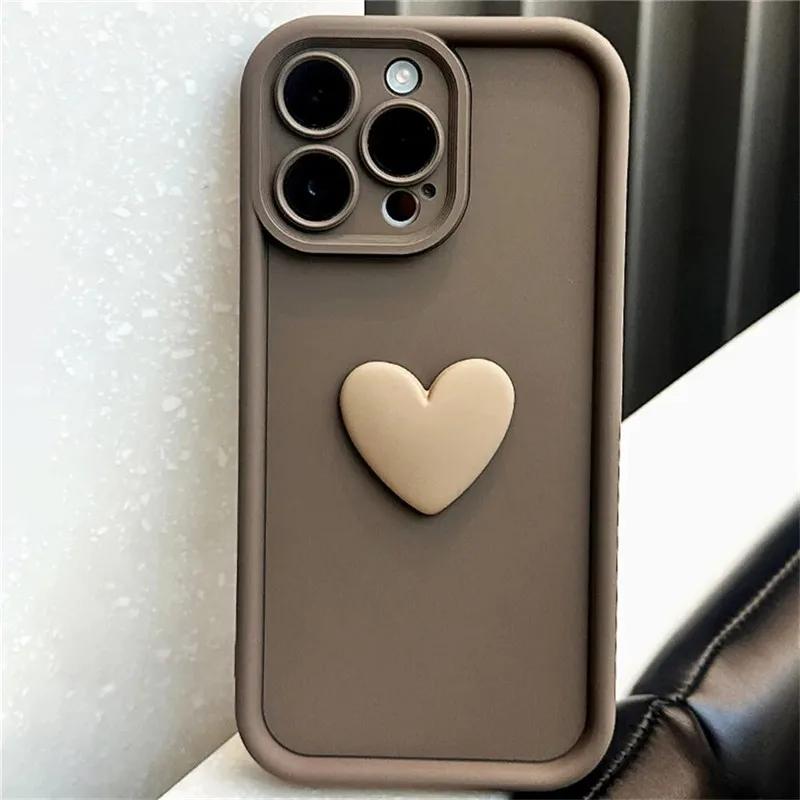 Custodia per telefono in silicone 3D Love carina per iPhone 