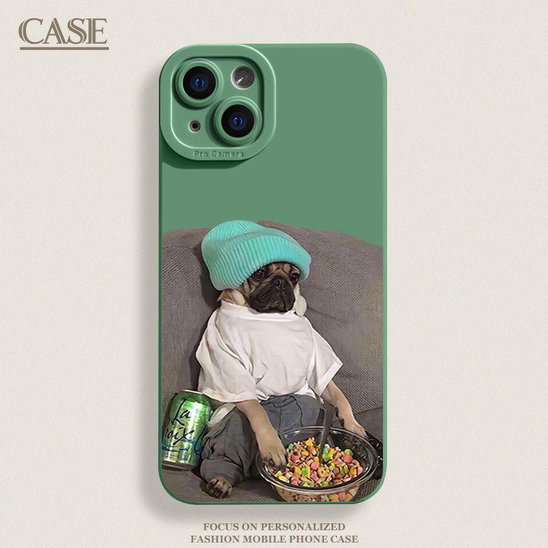 Custodia in plastica morbida anticaduta smerigliata Creative Puppy per iPhone