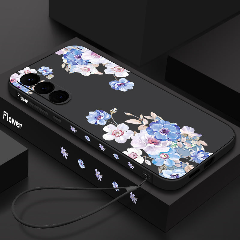 Flower Pattern Hand Lanyard Phone Case For Samsung