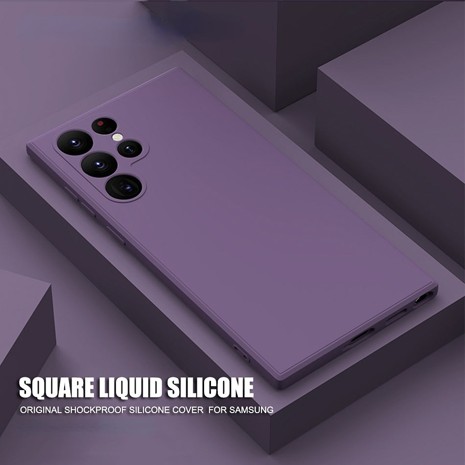 Custodia in silicone liquido con paraurti quadrato per Samsung 